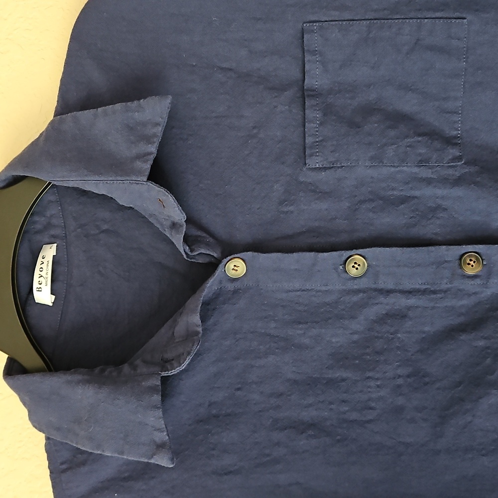 Beyove Blue Button Down Tunic Xl - Picture 2 of 4